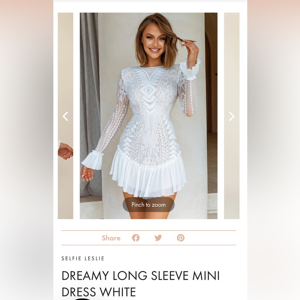DREAMY LONG SLEEVE MINI DRESS WHITE